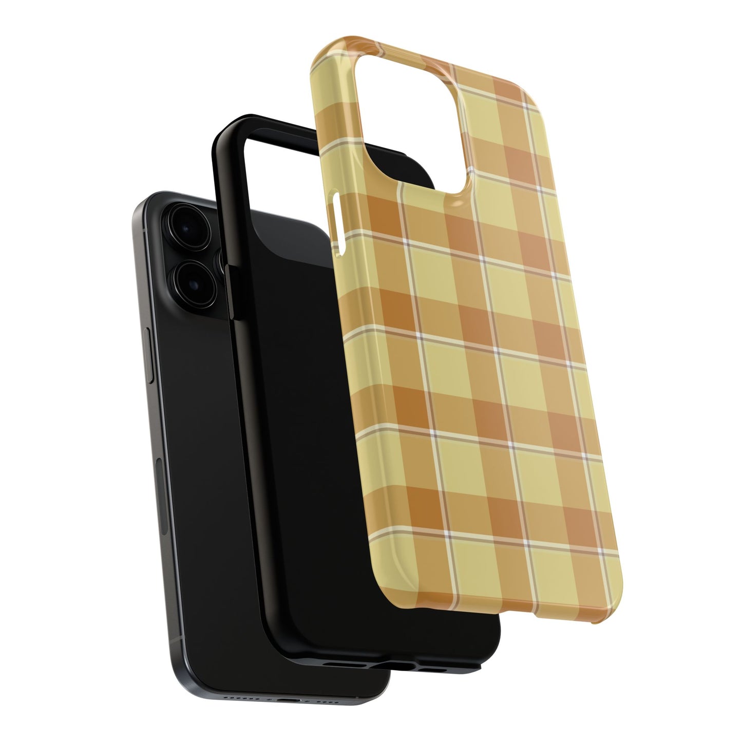 Stylish Autumn Plaid Tough Phone Cases, Trendy Phone Accessories, Durable Phone Protection, Yellow and Brown Plaid, Perfect Gift - Celtic Scents