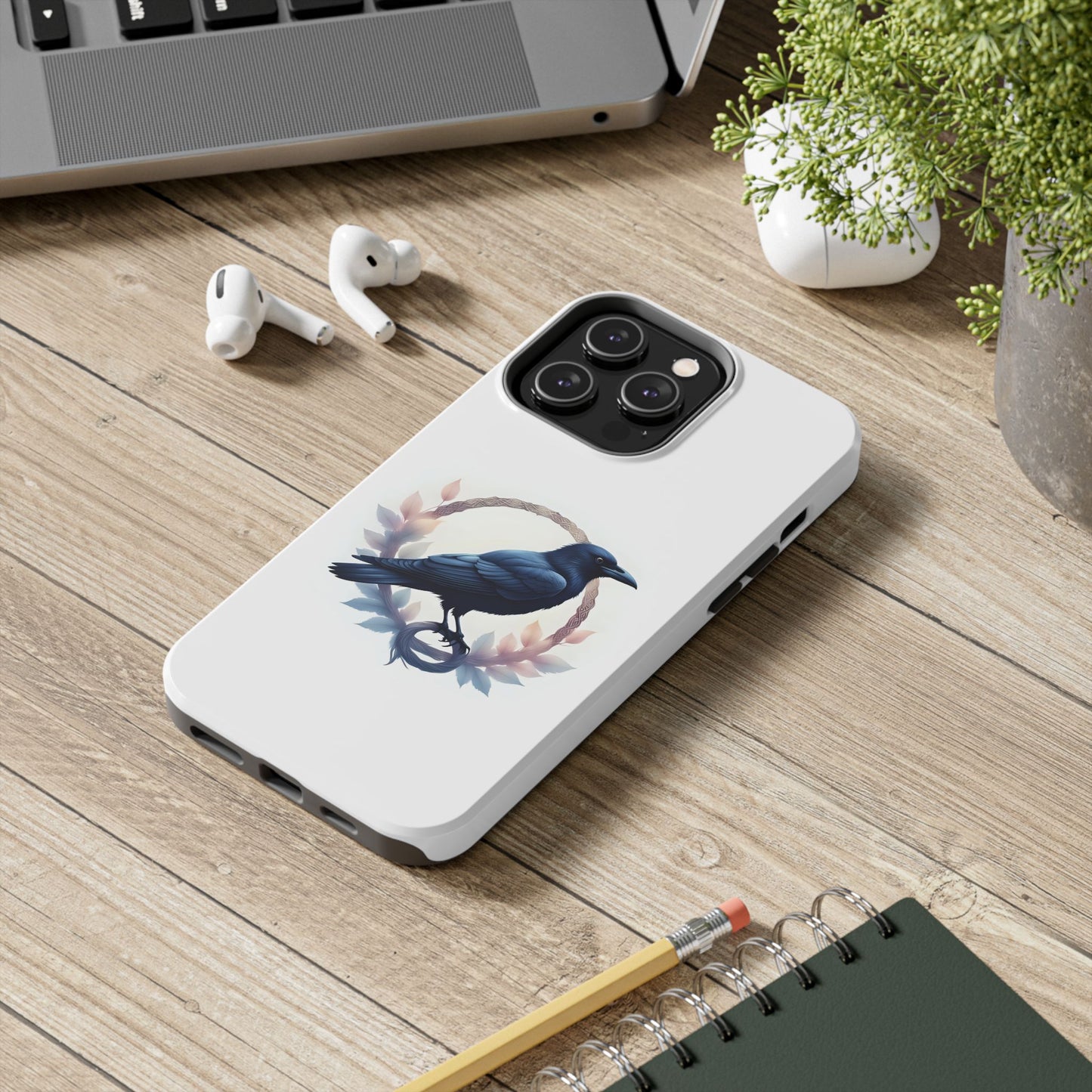 Raven Design Phone Case | Tough Protector Case, Gift for Bird Lovers, Unique Cell Phone Cover, Gothic or Nature Inspired - Celtic Scents