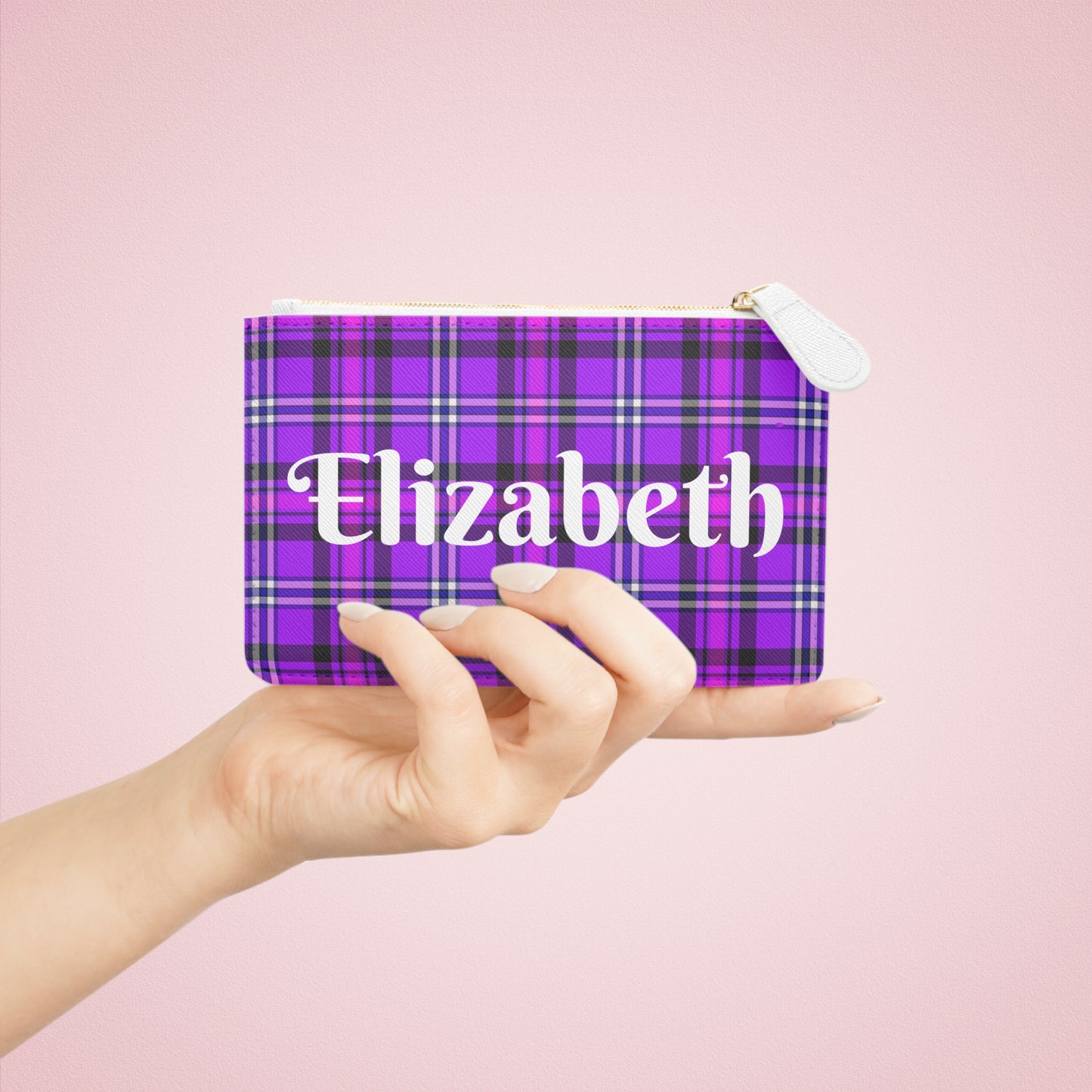 Personalized Plaid Mini Clutch Bag, Stylish Makeup Pouch, Fashion Accessory, Handbag Organizer, Gift for Her, Birthday, Holiday - Celtic Scents