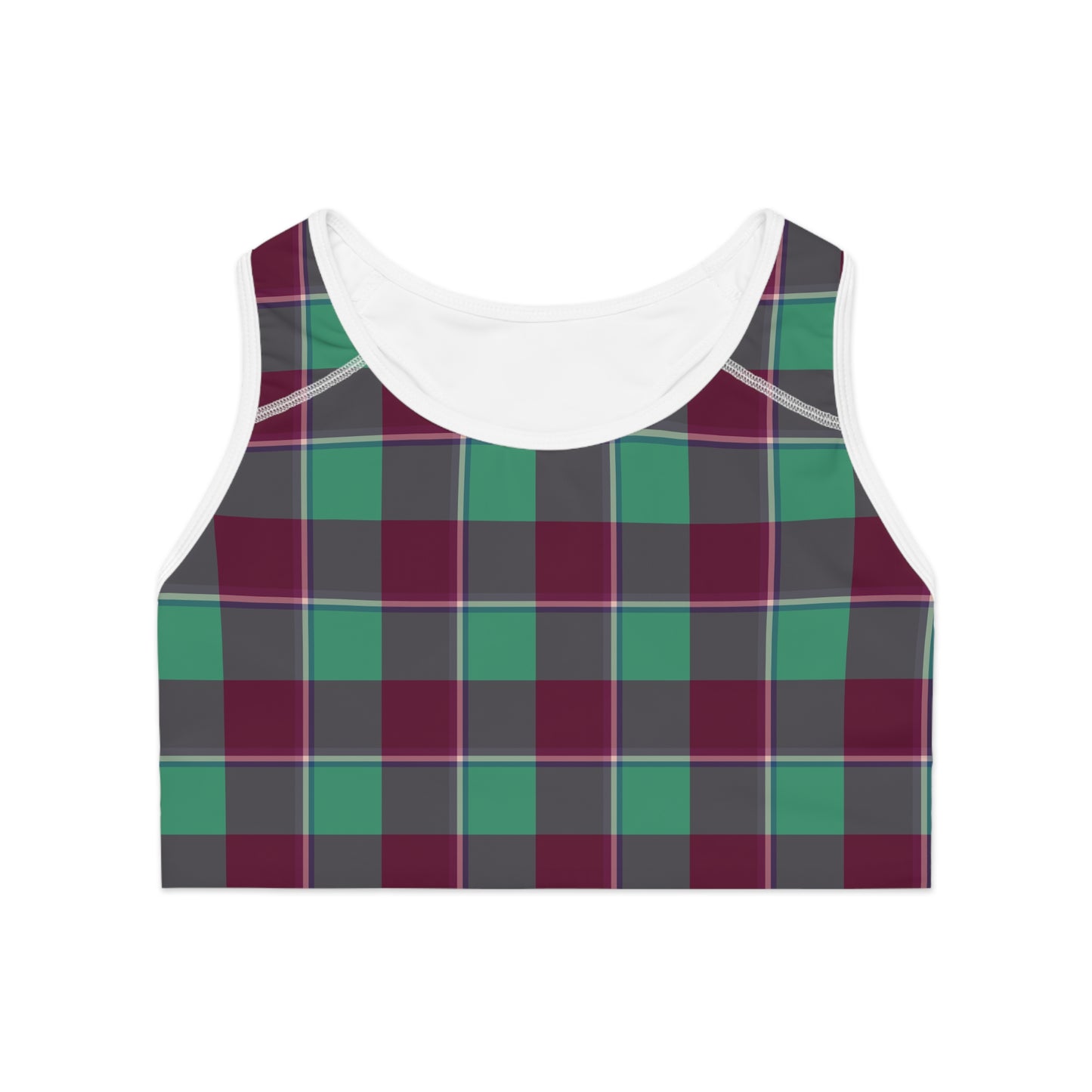 Plaid Pattern Sports Bra, Stylish Activewear, Gymwear, Workout Top, Fitness Apparel, Training Bra - Celtic Scents