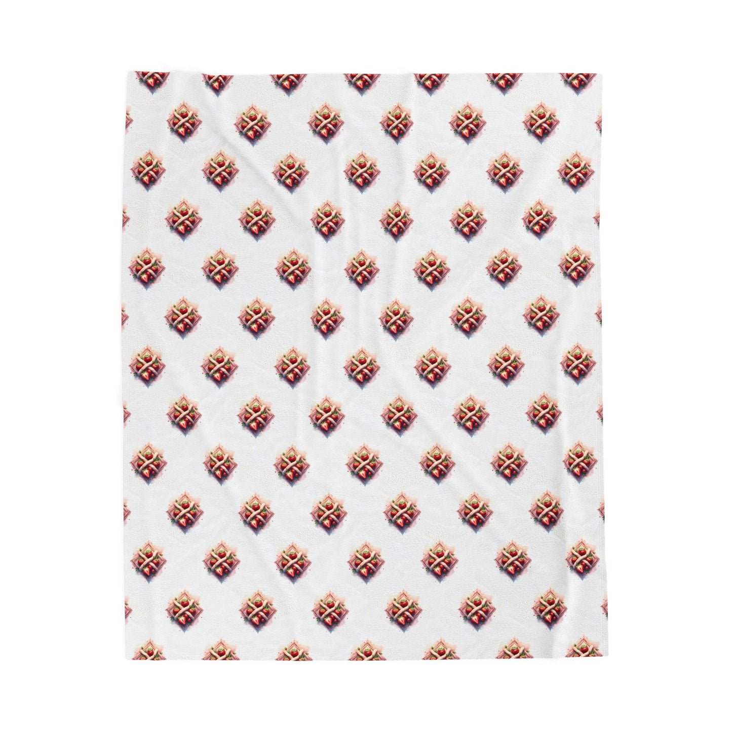 Cozy Velveteen Plush Blanket for Warmth, Home Decor, Gifting, Living Room Accessory, Snuggling, Strawberry Design - Celtic Scents