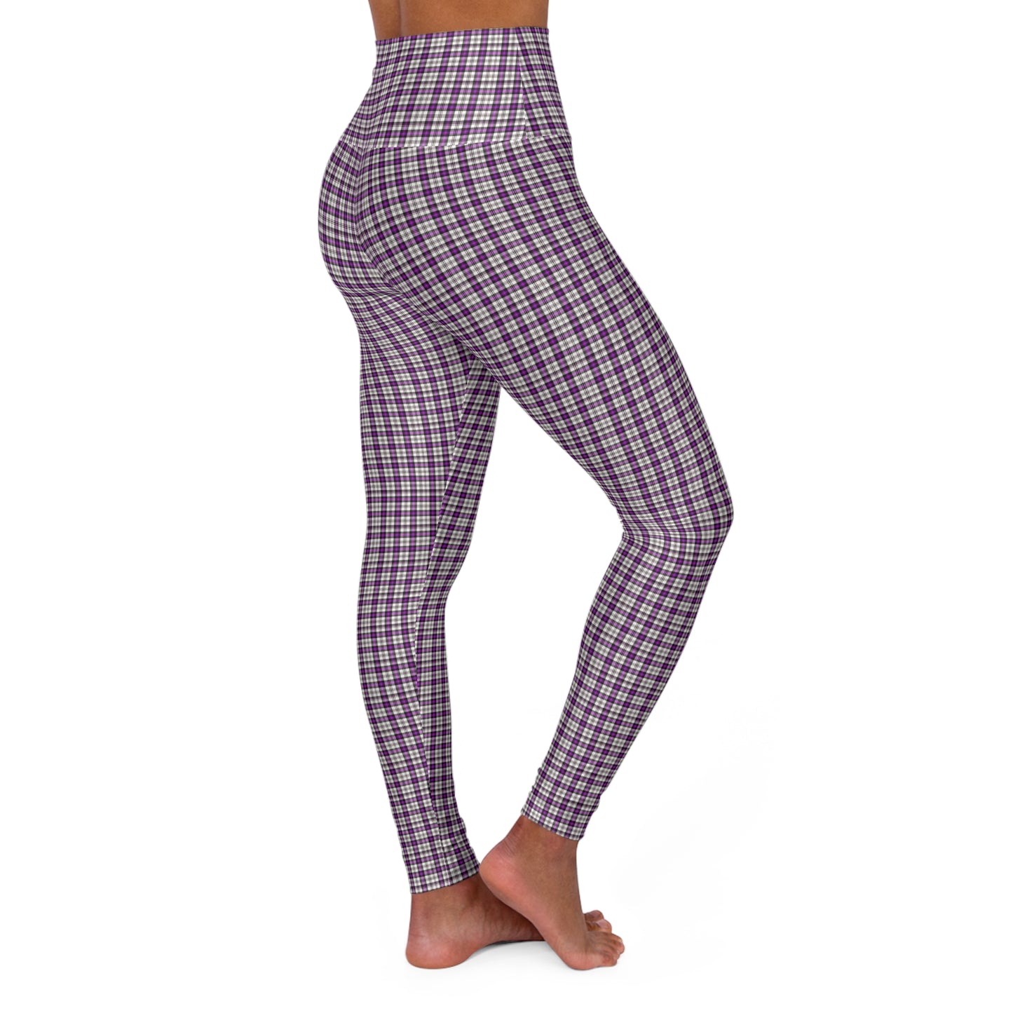 Stylish High Waisted Purple Plaid Yoga Leggings for Comfort and Performance, Workout Leggings, Athletic Wear, Gift for Fitness Enthusiasts - Celtic Scents