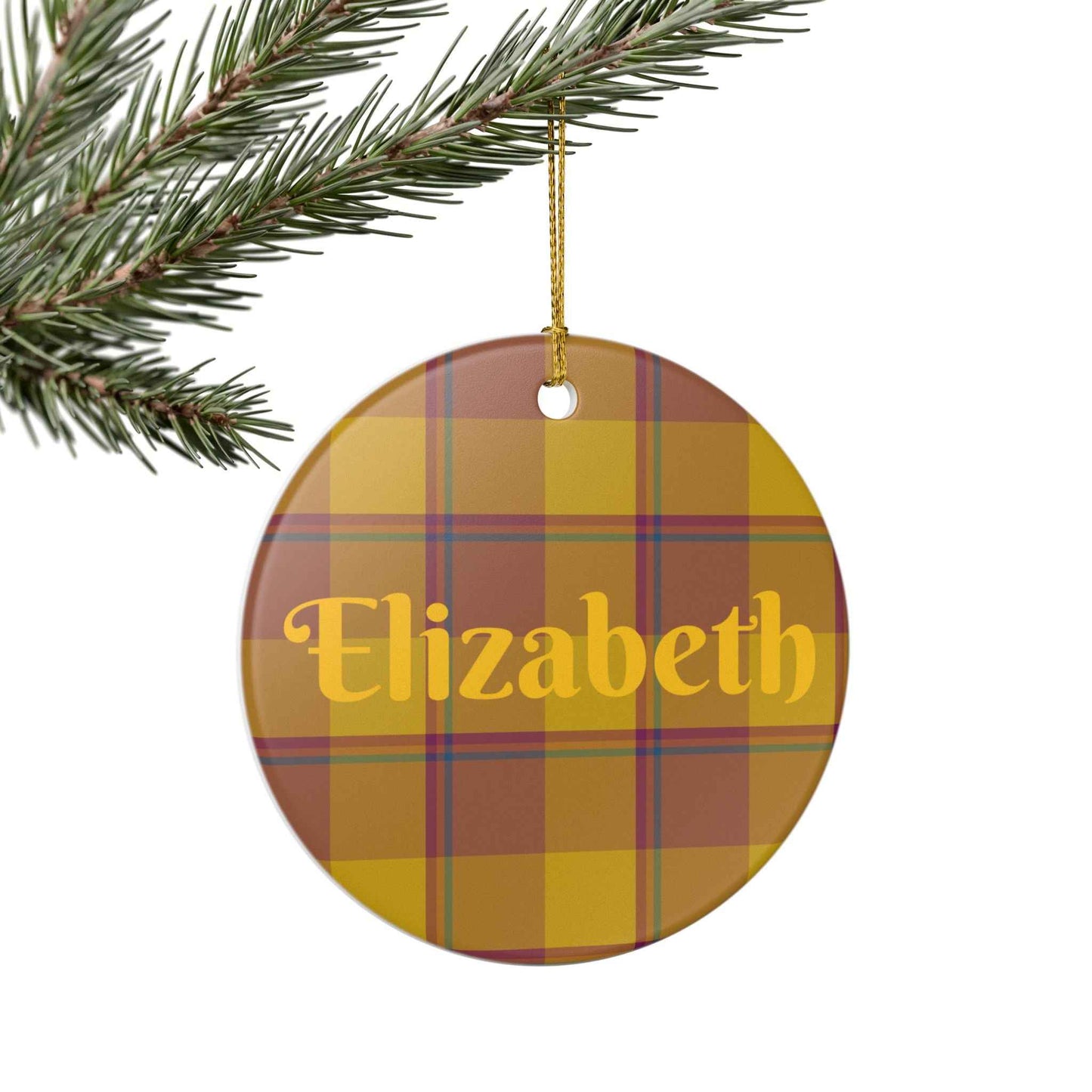 Personalized Plaid Christmas Ornament, Custom Holiday Decoration, Gift for Family, Year-Round Home Decor, Tree Ornament, Unique Keepsake
