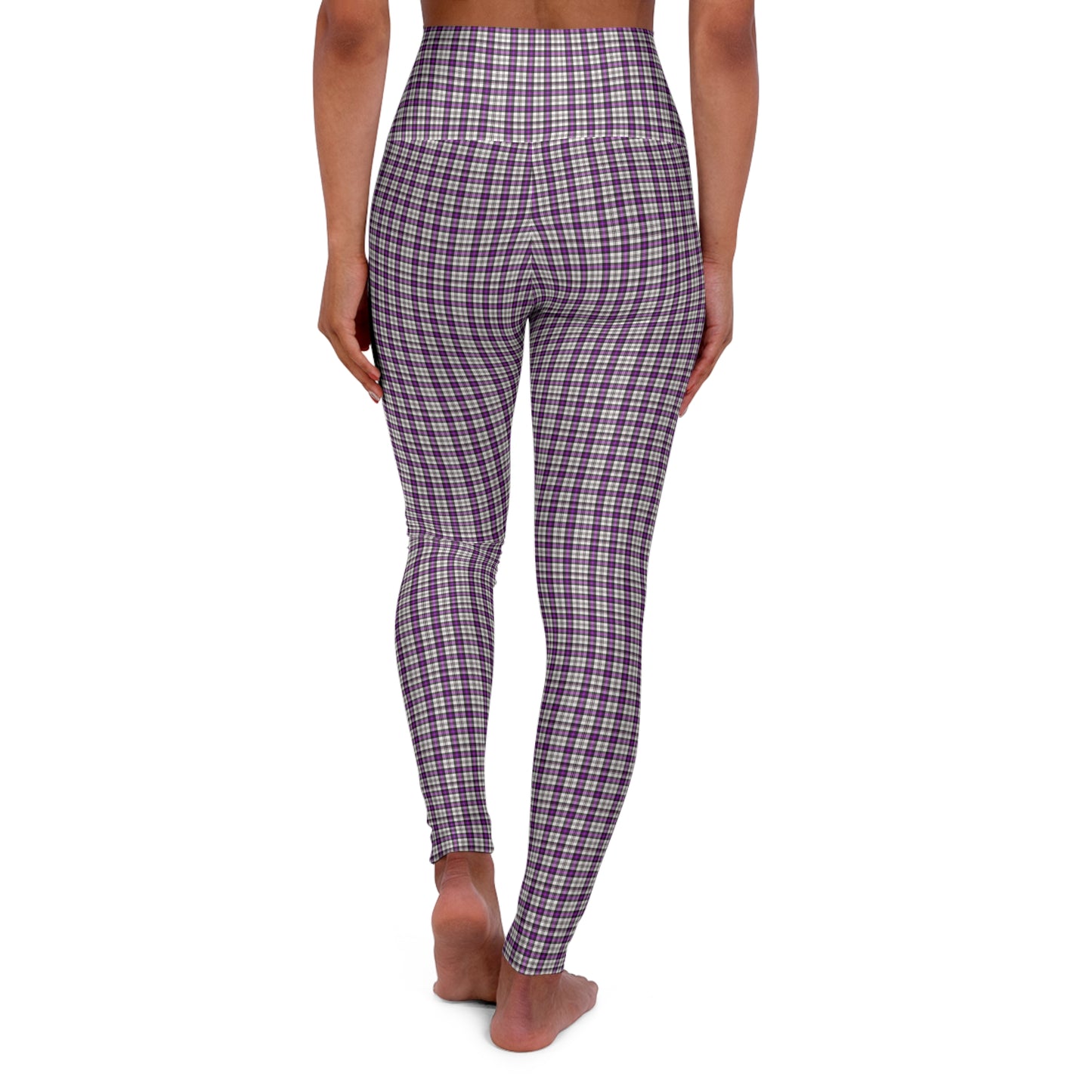 Stylish High Waisted Purple Plaid Yoga Leggings for Comfort and Performance, Workout Leggings, Athletic Wear, Gift for Fitness Enthusiasts - Celtic Scents