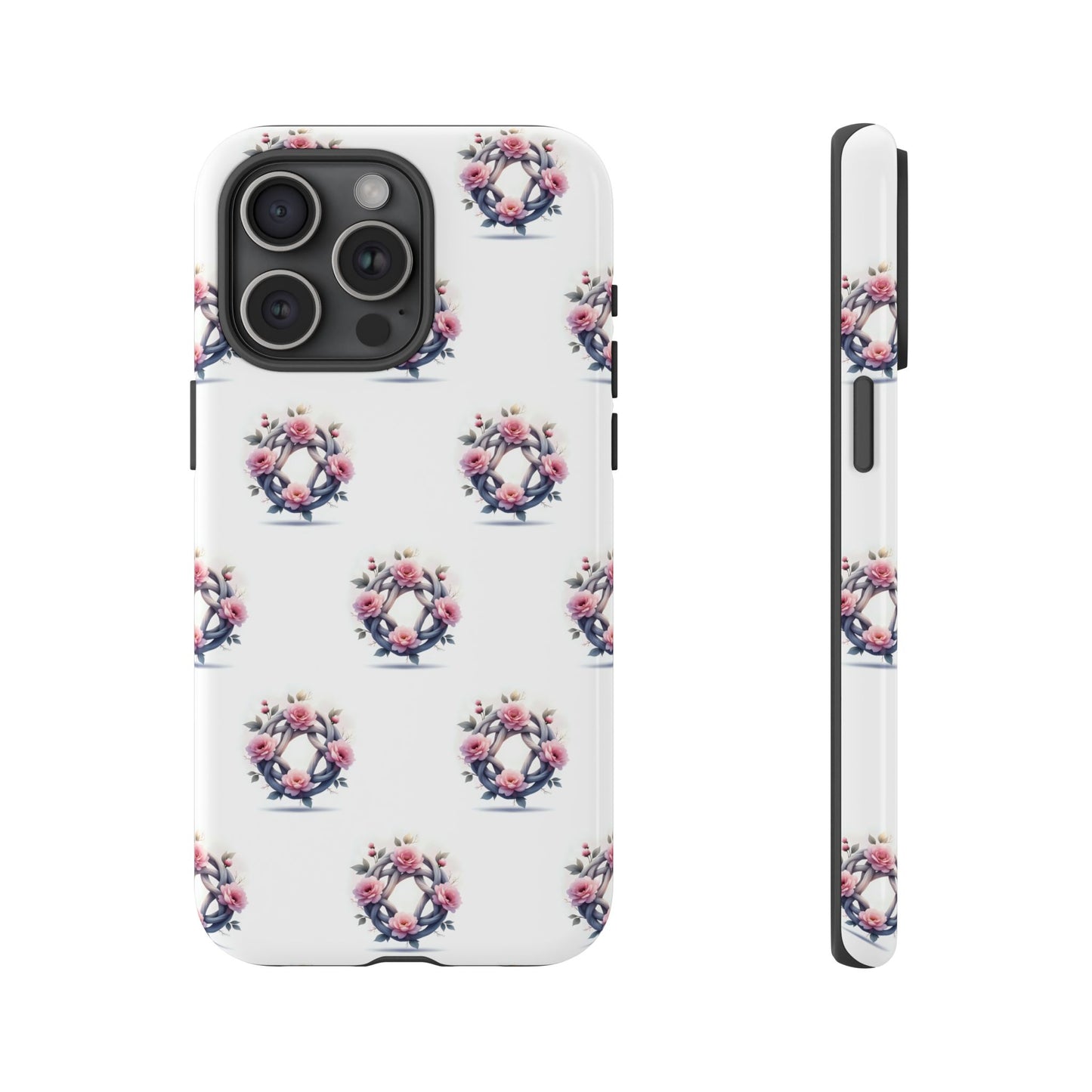 Floral Phone Case, Tough Cases for Women, Cute Celtic Knot Floral Design iPhone Cover, Gift for Her, Stylish Tech Accessories