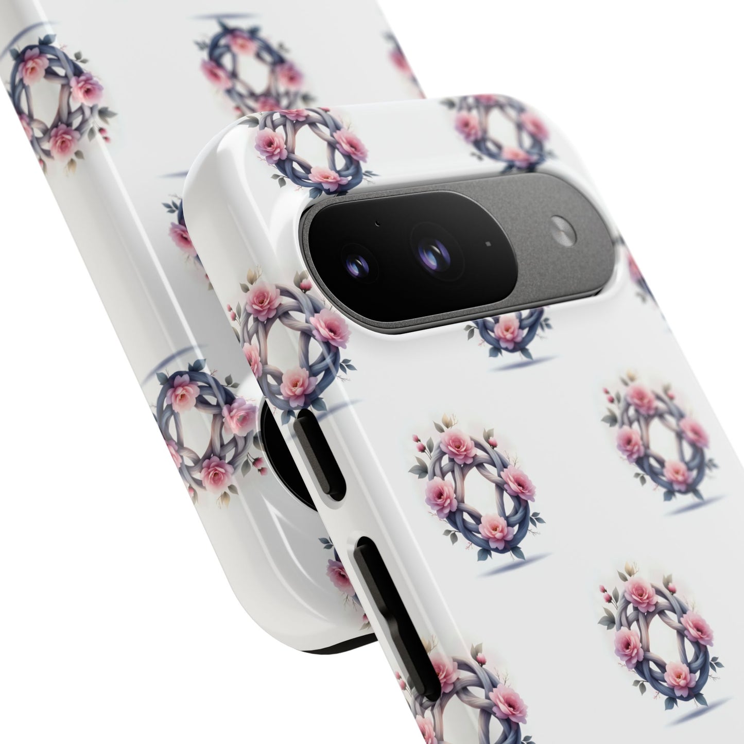 Floral Phone Case, Tough Cases for Women, Cute Celtic Knot Floral Design iPhone Cover, Gift for Her, Stylish Tech Accessories