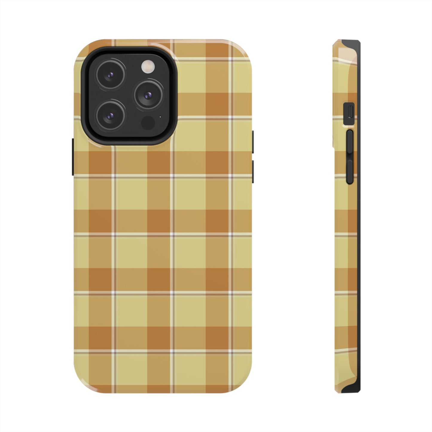 Stylish Autumn Plaid Tough Phone Cases, Trendy Phone Accessories, Durable Phone Protection, Yellow and Brown Plaid, Perfect Gift - Celtic Scents