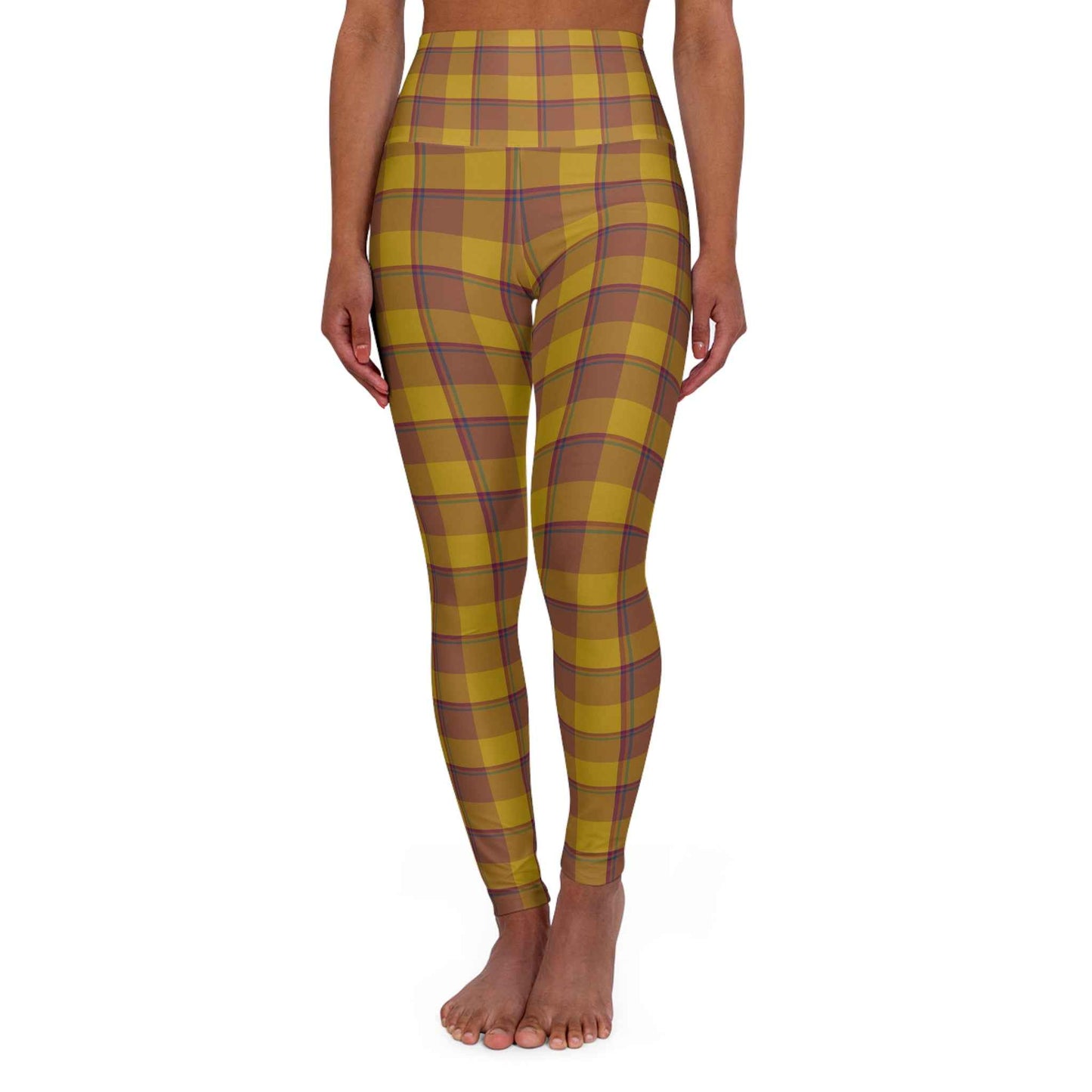 Plaid High Waisted Yoga Leggings, Comfortable Fitness Tights, Stylish Workout Gear, Activewear for Women, Autumn Fashion