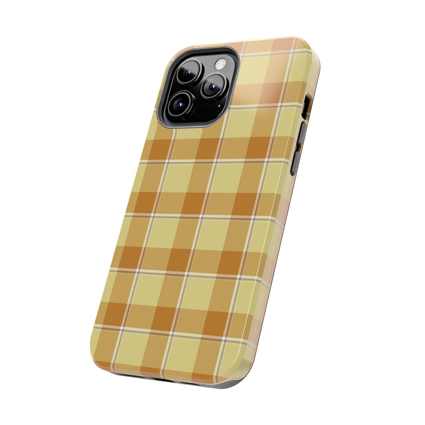 Stylish Autumn Plaid Tough Phone Cases, Trendy Phone Accessories, Durable Phone Protection, Yellow and Brown Plaid, Perfect Gift - Celtic Scents