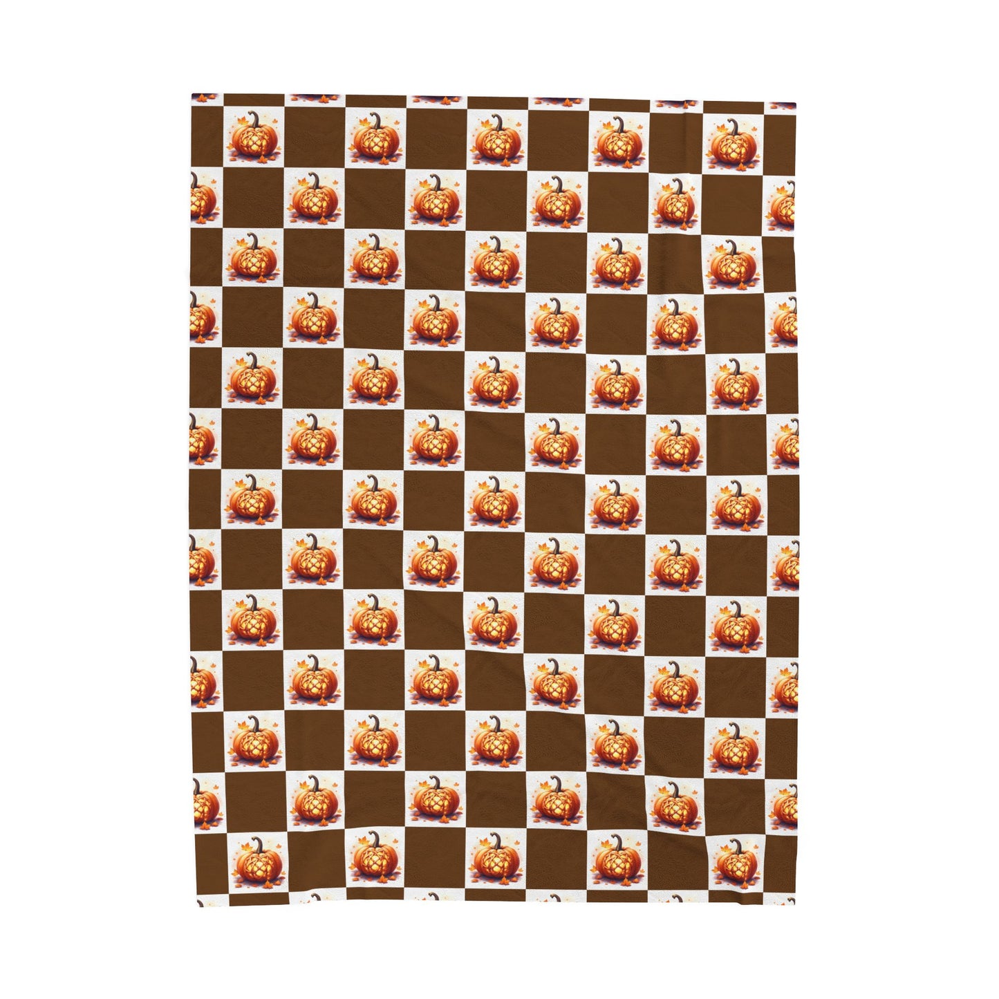 Cozy Pumpkin Check Velveteen Blanket | Fall Decor, Autumn Gift, Halloween Throw, Snuggle Blanket, Home Comfort - Celtic Scents
