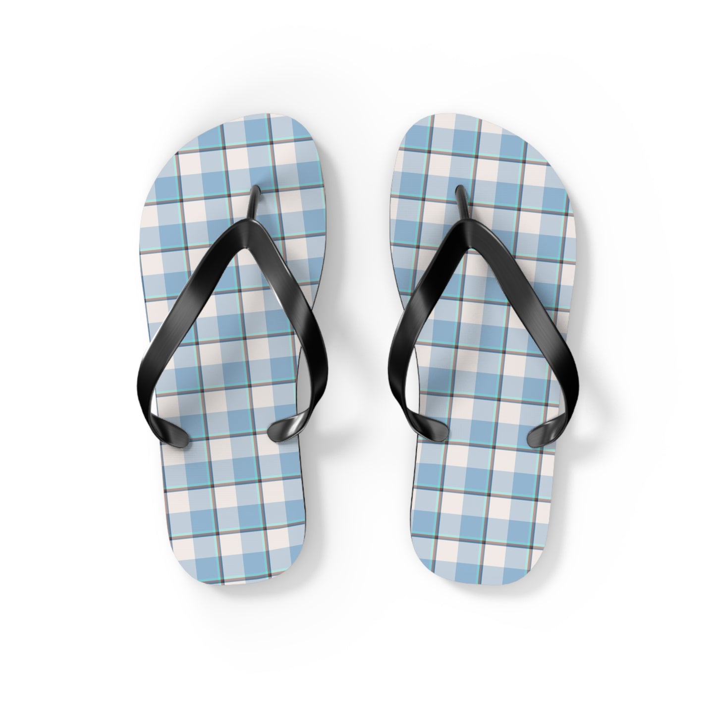 Stylish Blue Plaid Flip Flops for Summer, Beach Sandals, Casual Footwear, Vacation Shoes, Pool Essentials - Celtic Scents