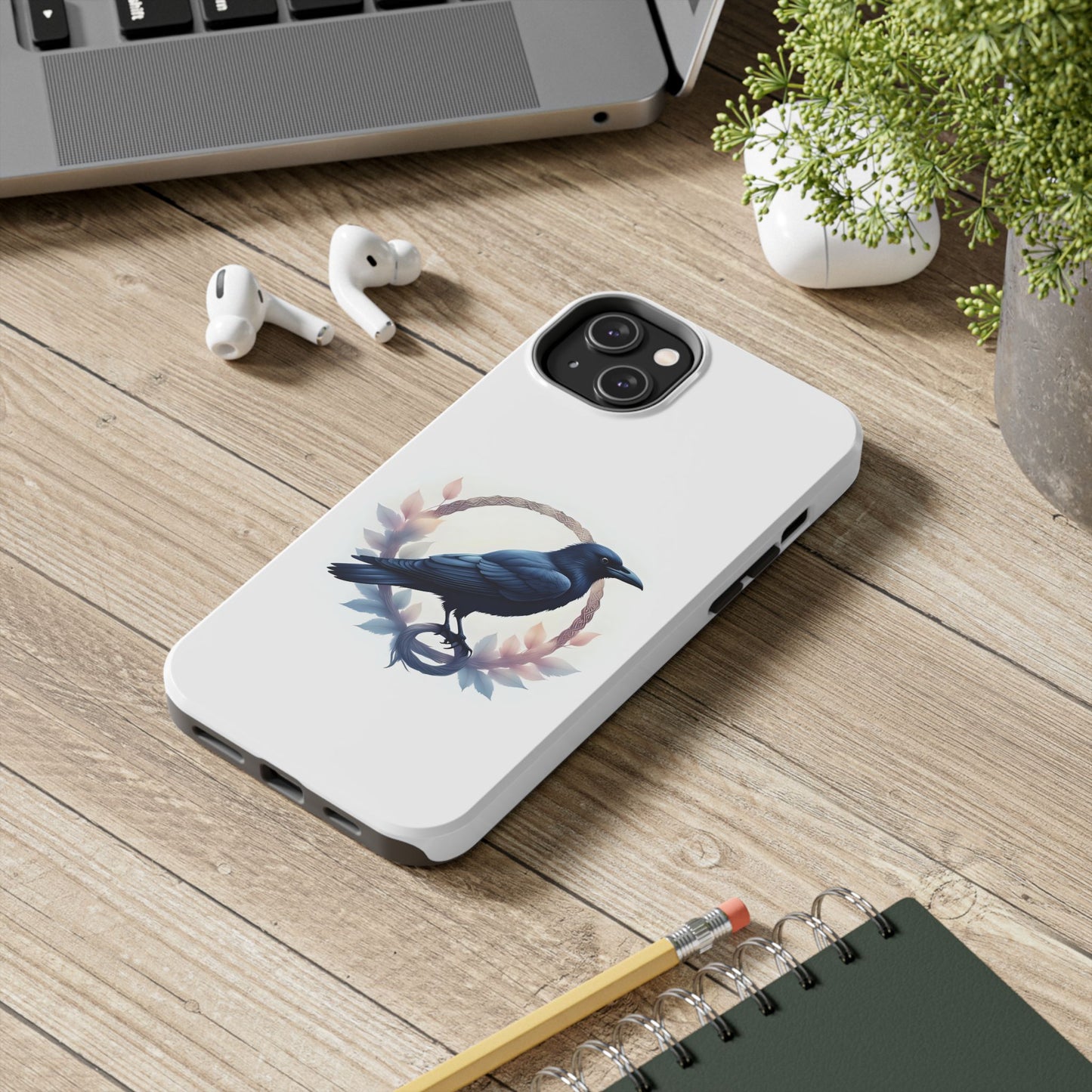 Raven Design Phone Case | Tough Protector Case, Gift for Bird Lovers, Unique Cell Phone Cover, Gothic or Nature Inspired - Celtic Scents