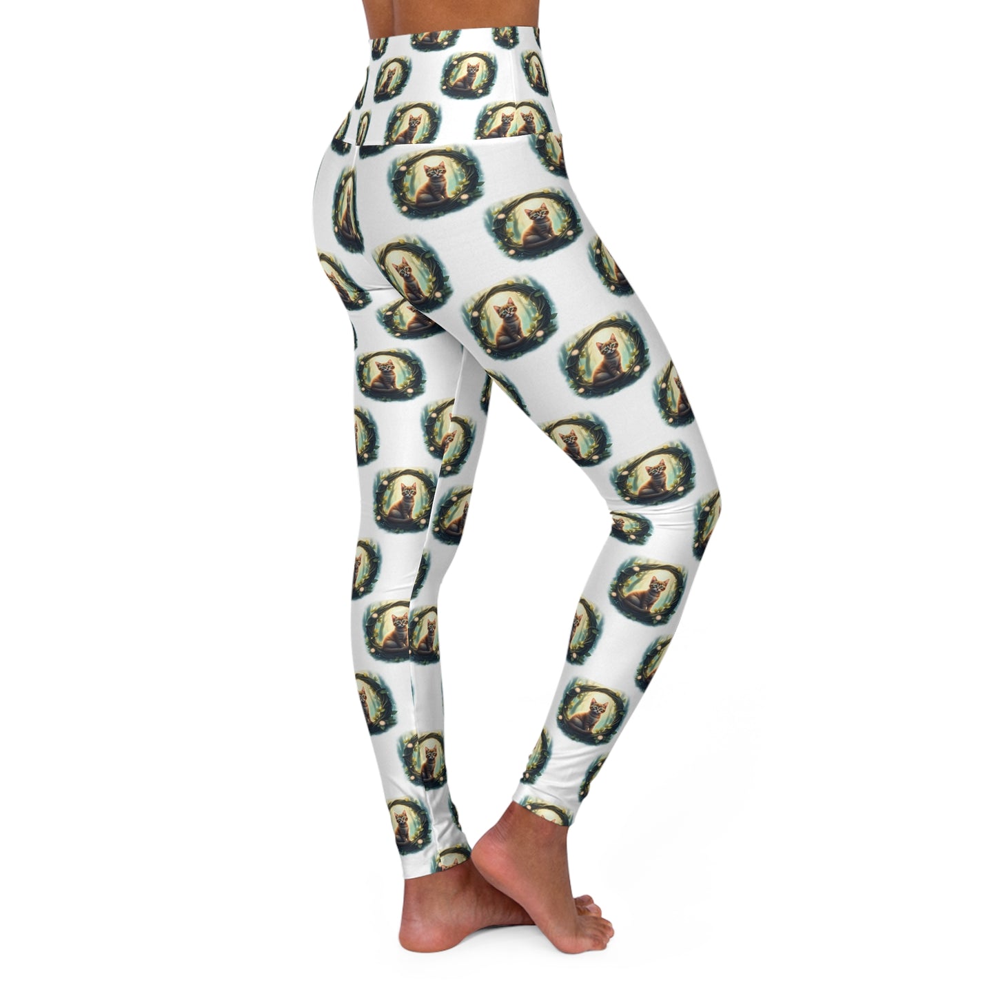 Trendy High Waisted Yoga Leggings, Stylish Workout Leggings, Unique Fitness Leggings, Comfortable Gym Wear, Gift for Yoga Enthusiasts, Celtic Kitten Design - Celtic Scents