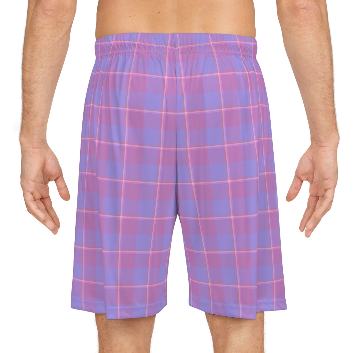 Trendy Pink Plaid Basketball Shorts, Casual Summer Wear, Athleisure, Comfy Workout Gear, Gift for Sports Lovers - Celtic Scents