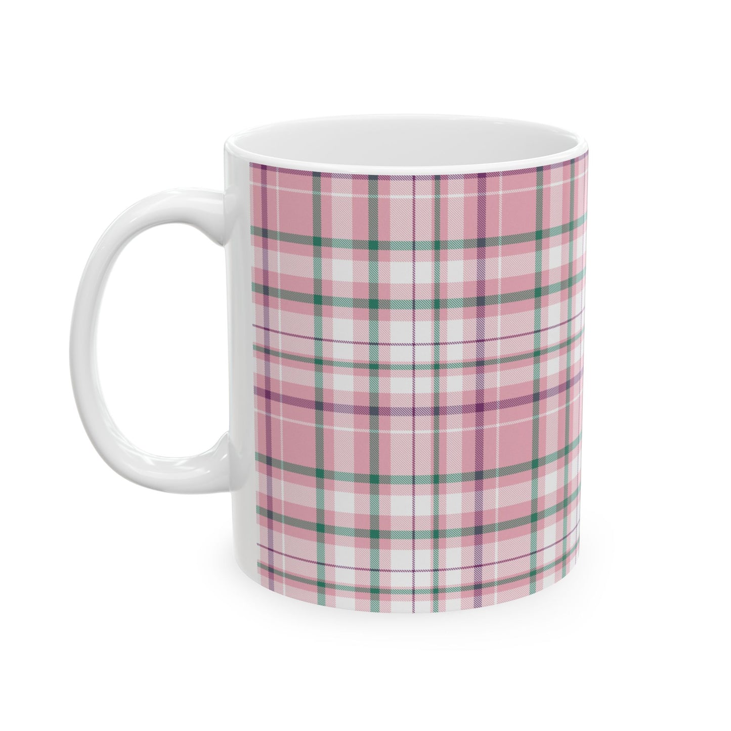Cozy Multi Pink Plaid Mug | 11oz, 15oz Coffee Cup | Perfect for Autumn, Home Decor, Gift for Friends and Family, Warm Beverage Enjoyment - Celtic Scents