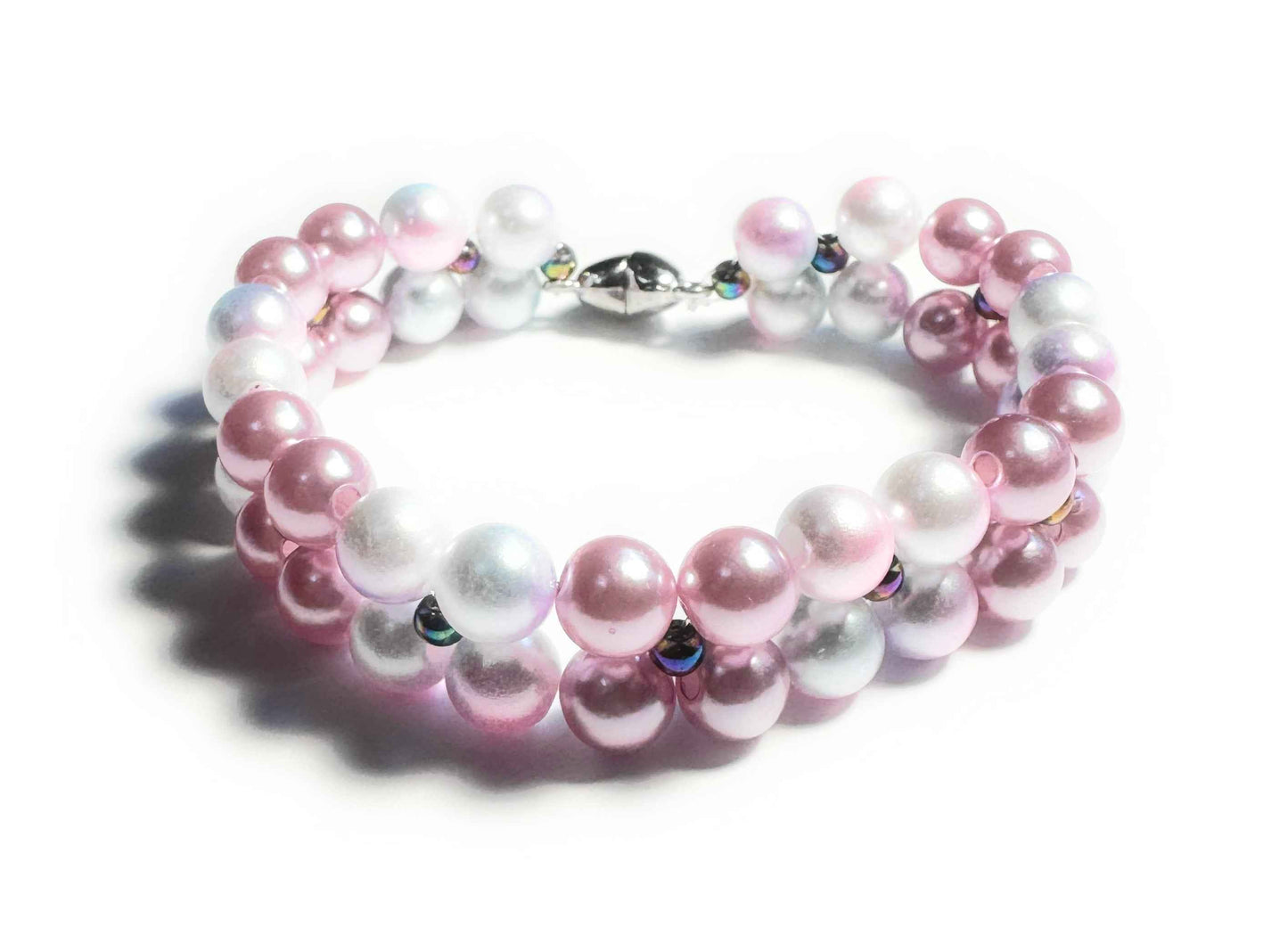 Pink White Beaded Bracelet for Stylish Elegance