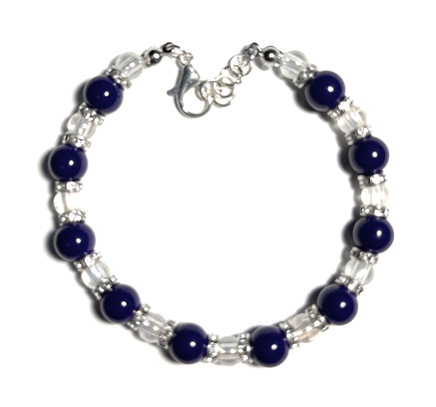 Dark Purple and Clear Glass Beaded Bracelet with Lobster Clasp - Celtic Scents