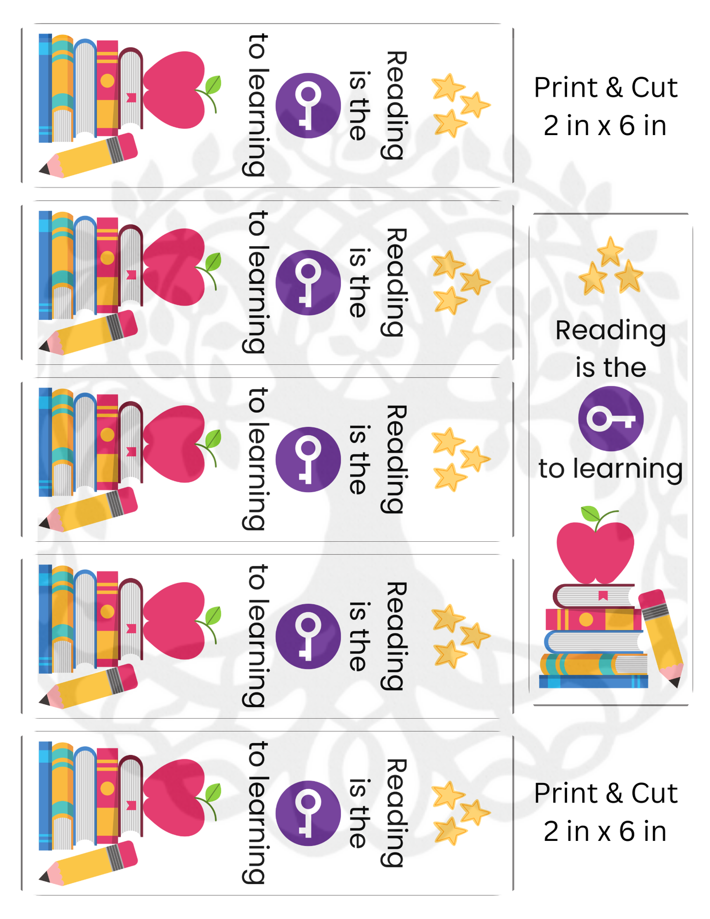 Reading is the Key to Learning Bookmark - Print and Cut - Digital Download - Celtic Scents