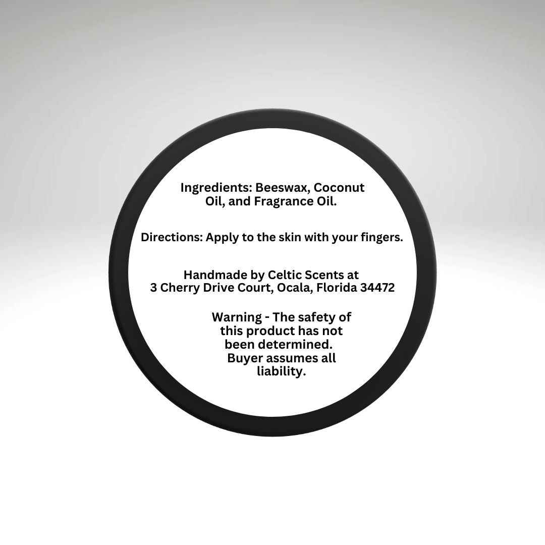 Solid Cologne 2 oz Handmade, Natural Beeswax and Coconut Oil Blend, Black Travel Tin