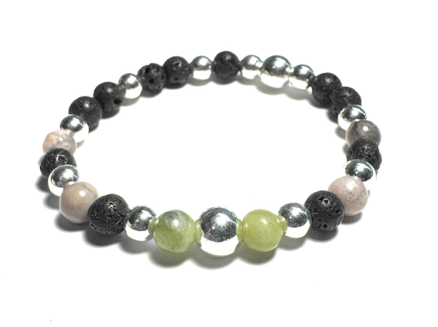 China Jade and Lava Stone Jewelry Bracelet, Stretchy