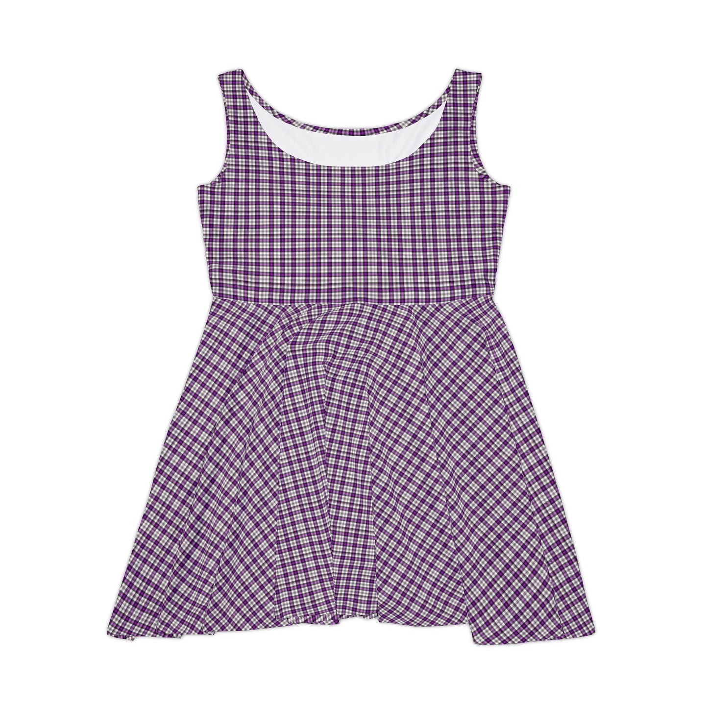 Chic Women's Skater Dress - Purple Plaid, Casual Fashion, Summer Style, Everyday Wear, Weekend Outfits, Boho Vibes - Celtic Scents