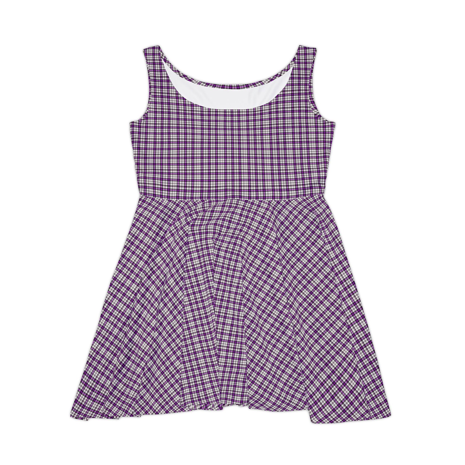 Chic Women's Skater Dress - Purple Plaid, Casual Fashion, Summer Style, Everyday Wear, Weekend Outfits, Boho Vibes - Celtic Scents