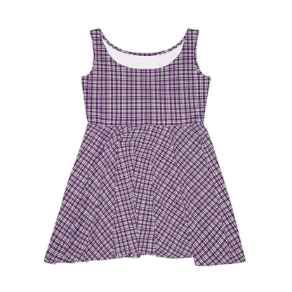 Chic Women's Skater Dress - Purple Plaid, Casual Fashion, Summer Style, Everyday Wear, Weekend Outfits, Boho Vibes - Celtic Scents