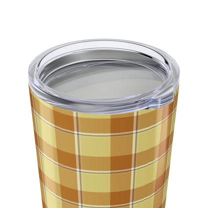 Cozy Plaid Tumbler, 20oz Travel Mug, Fall Drinkware, Autumn Gift, Checkered Design, Insulated Cup - Celtic Scents