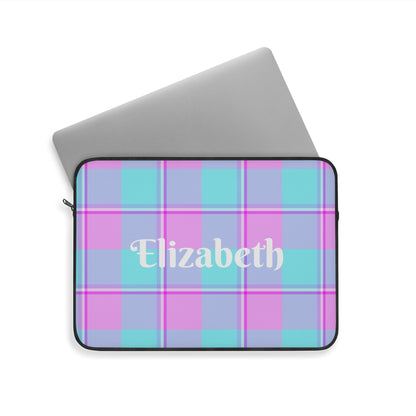 Personalized Laptop Sleeve in Pastel Plaid, Cute Tech Accessory, Custom Gift - Celtic Scents