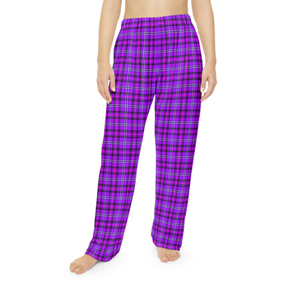 Cozy Women's Pajama Pants with Purple Plaid Design, Comfortable Sleepwear, Ideal for Lounging, Gift for Her, Home Wear - Celtic Scents