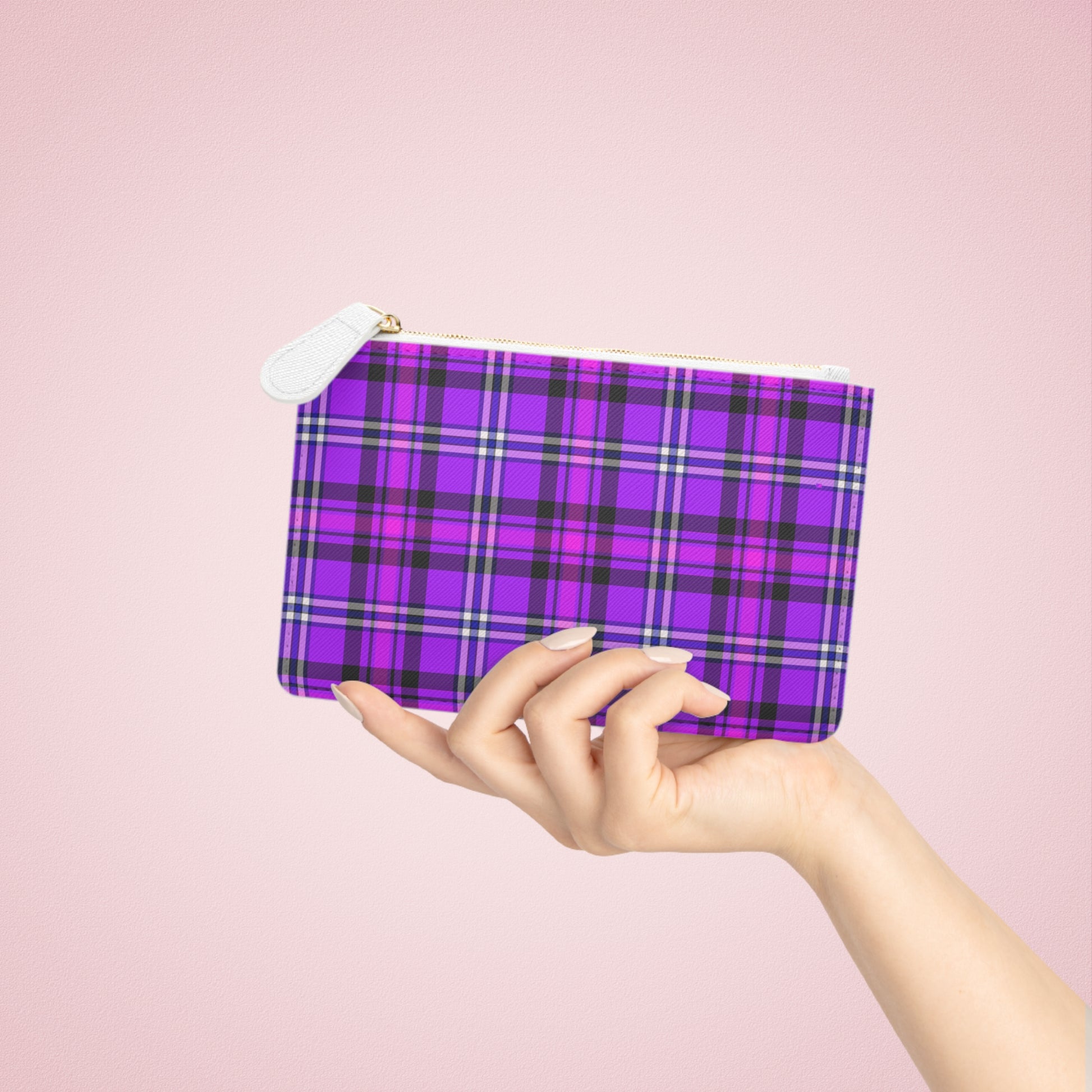Personalized Plaid Mini Clutch Bag, Stylish Makeup Pouch, Fashion Accessory, Handbag Organizer, Gift for Her, Birthday, Holiday - Celtic Scents