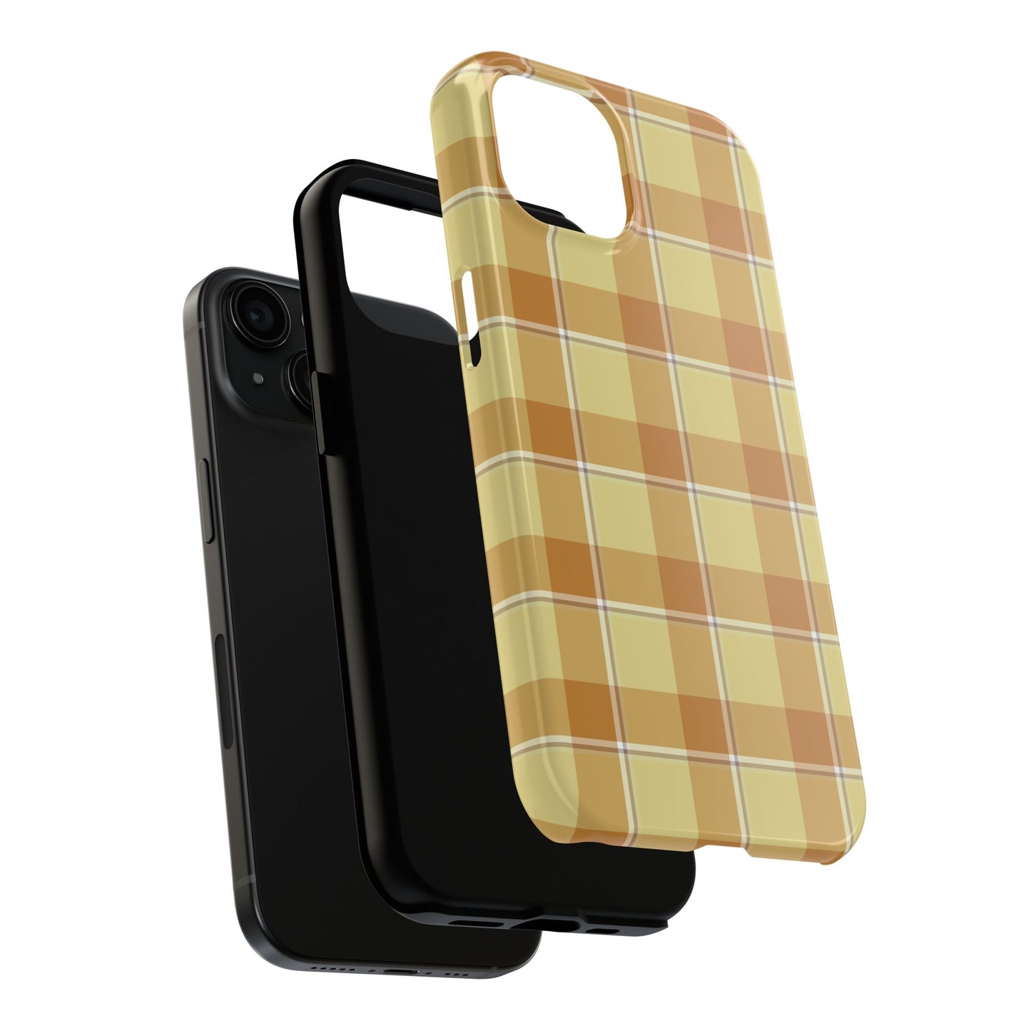 Stylish Autumn Plaid Tough Phone Cases, Trendy Phone Accessories, Durable Phone Protection, Yellow and Brown Plaid, Perfect Gift - Celtic Scents