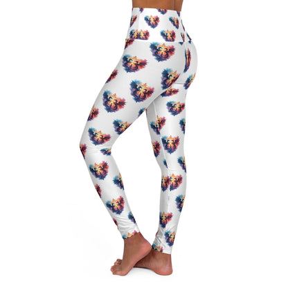 Vibrant High Waisted Yoga Leggings, Fitness, Dance, Activewear, Gift for Her, Workout Gear, Stylish Athleisure, Dragon Celtic Design - Celtic Scents