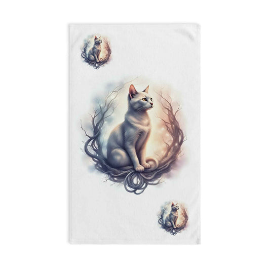 Cozy Cat Hand Towel, Aesthetic Kitchen Decor, Cat Lover Gift, Vintage Home Accessory, Bathroom Towel, Cute Cat Decor
