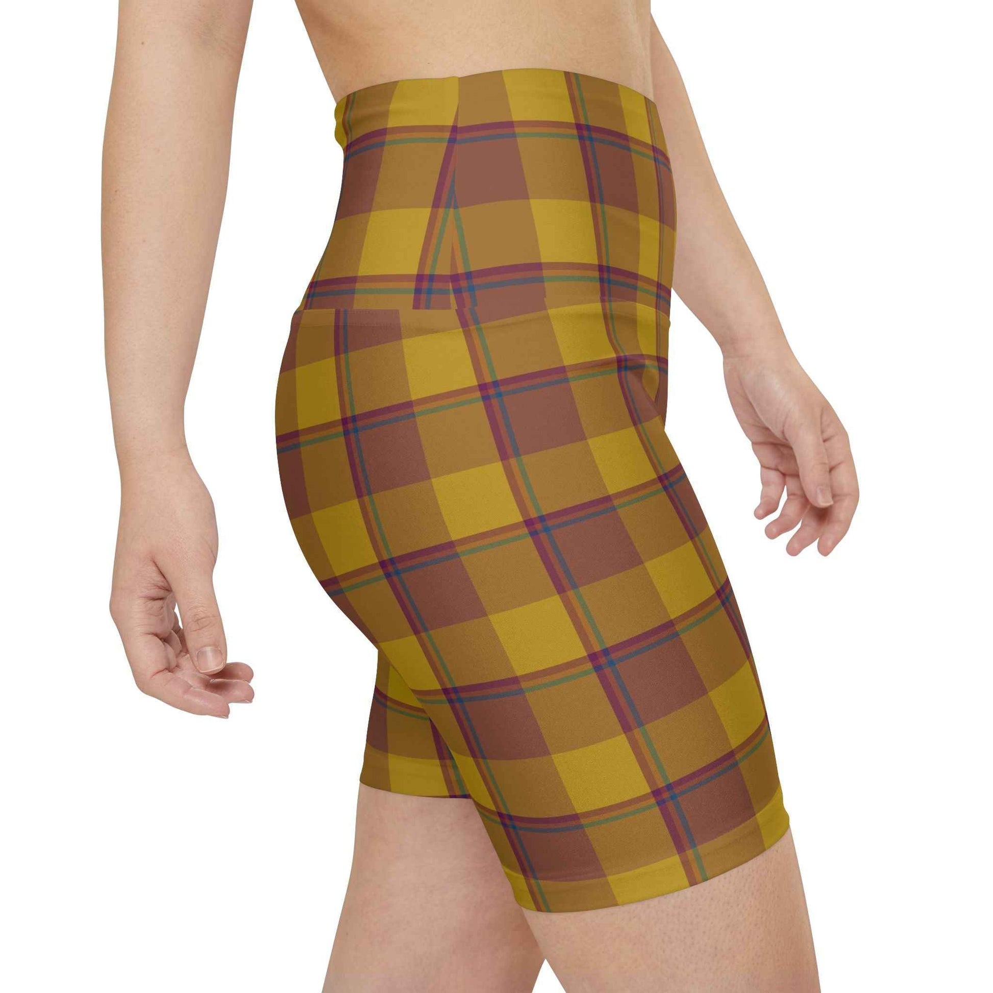 Stylish Women's Workout Shorts, Trendy Activewear, Summer Fitness Shorts, Gym Shorts, Plaid Athletic Bottoms, Comfortable Exercise Apparel