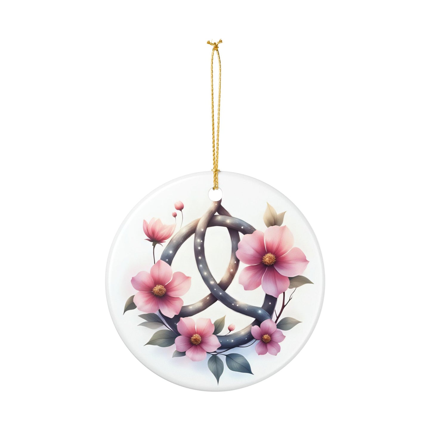 Floral Ceramic Ornament, Decorative Hanging Art, Unique Gift, Home Decor, Holiday Ornament, Romantic Decor, Celtic Knot Design - Celtic Scents