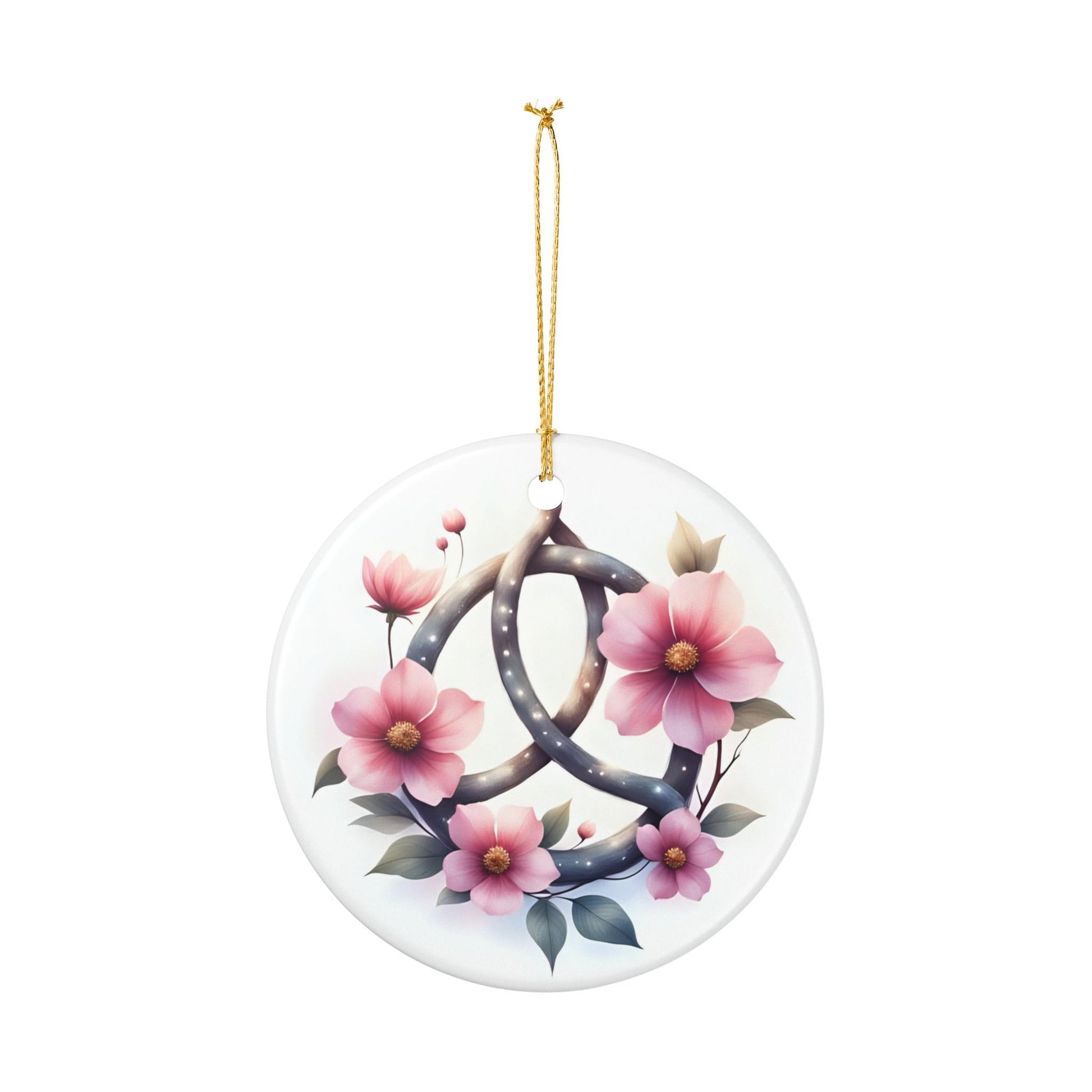 Floral Ceramic Ornament, Decorative Hanging Art, Unique Gift, Home Decor, Holiday Ornament, Romantic Decor, Celtic Knot Design - Celtic Scents