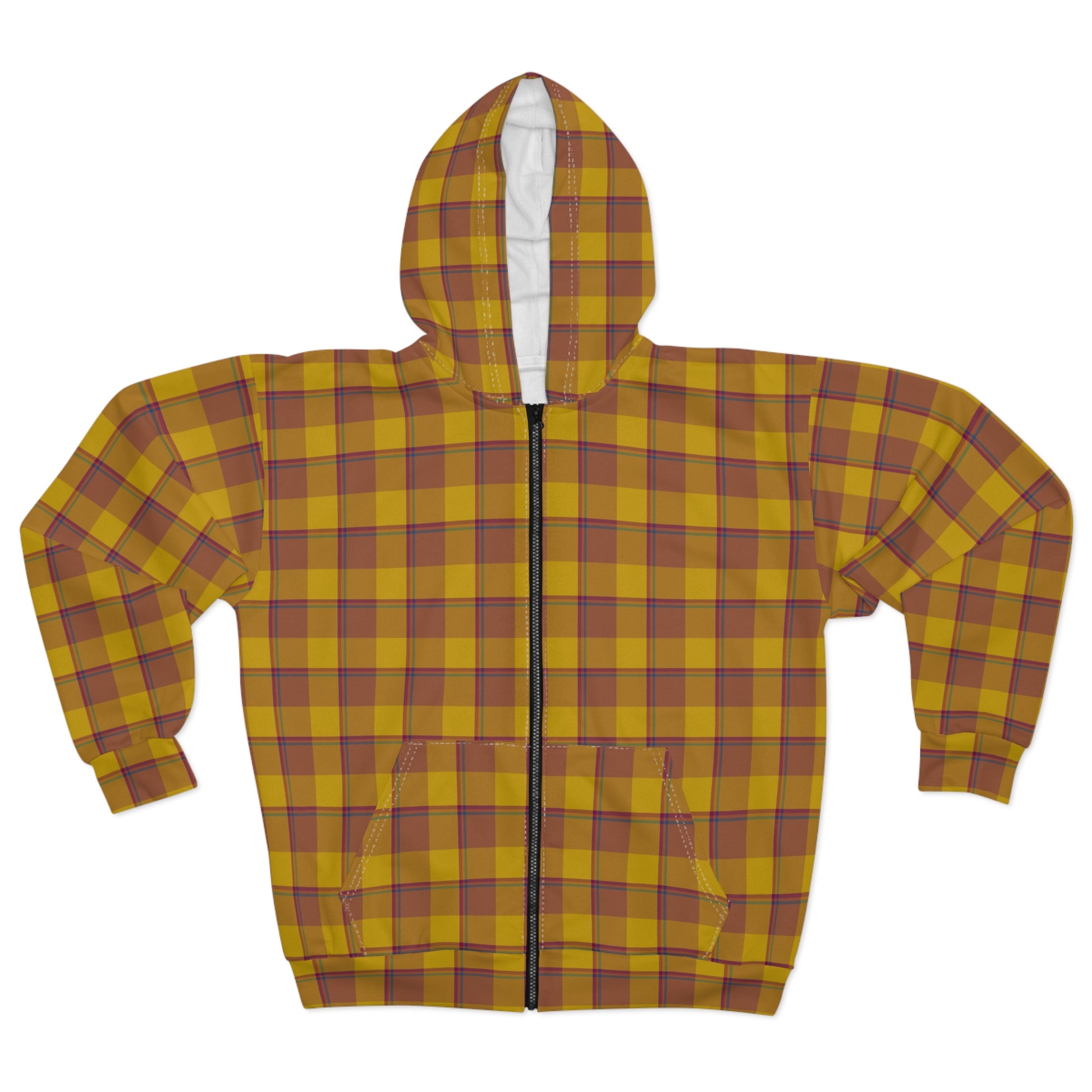 Cozy Plaid Zip Hoodie, Warm Layer for Fall, Unisex Gift for Comfort Seekers, Casual Wear, Autumn Style, Everyday Essentials - Celtic Scents