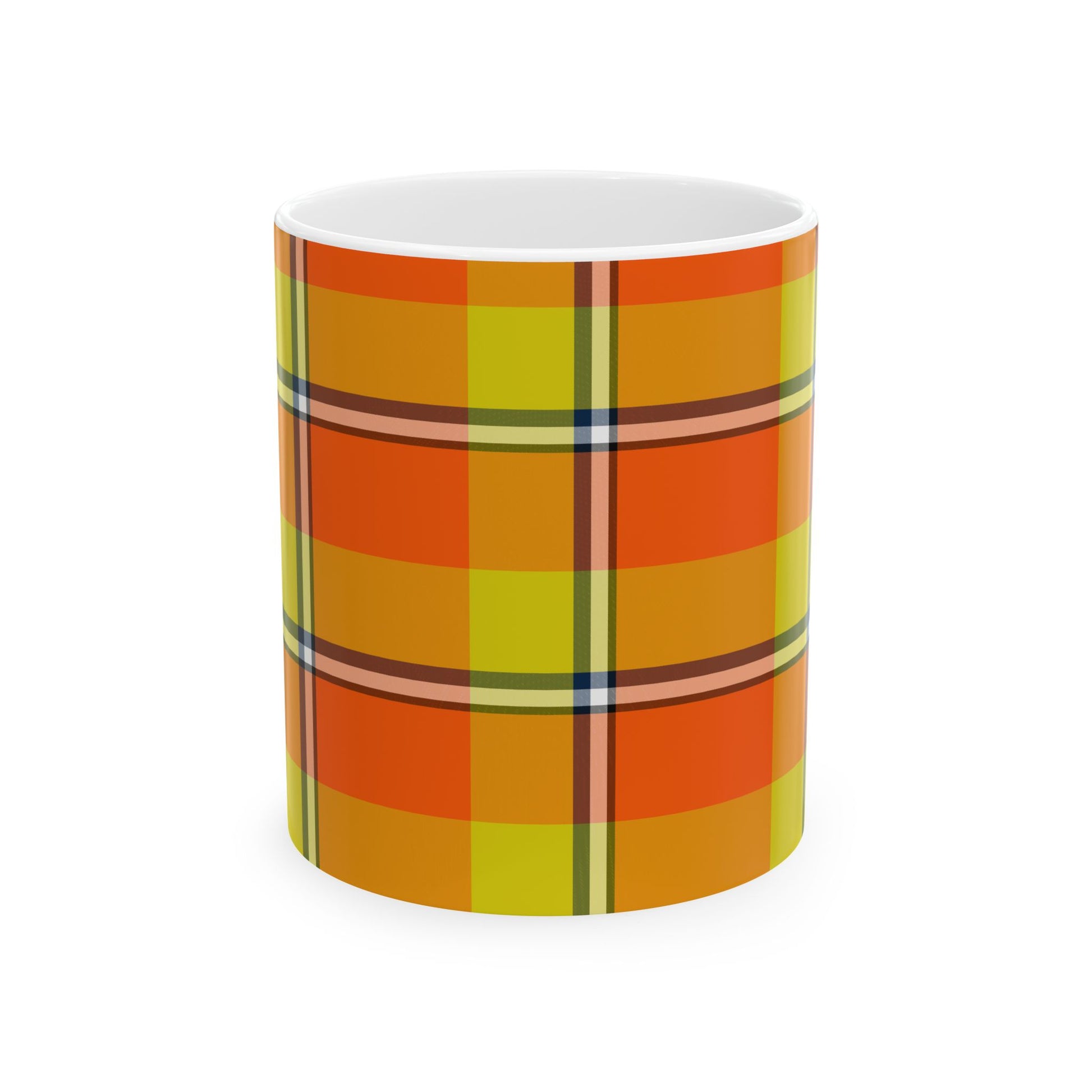 Vibrant Autumn Plaid Ceramic Mug | Cozy Coffee Cup, Autumn Decor, Gift for Her, Kitchen Essentials, Colorful Mug - Celtic Scents