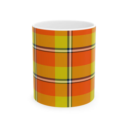 Vibrant Autumn Plaid Ceramic Mug | Cozy Coffee Cup, Autumn Decor, Gift for Her, Kitchen Essentials, Colorful Mug - Celtic Scents