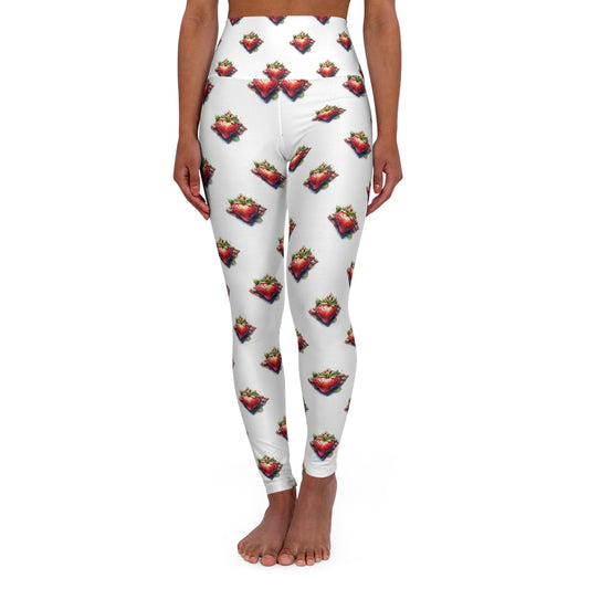 Strawberry Celtic Knot High Waisted Yoga Leggings, Fitness Apparel, Activewear, Workout Leggings, Gift for Yogis - Celtic Scents