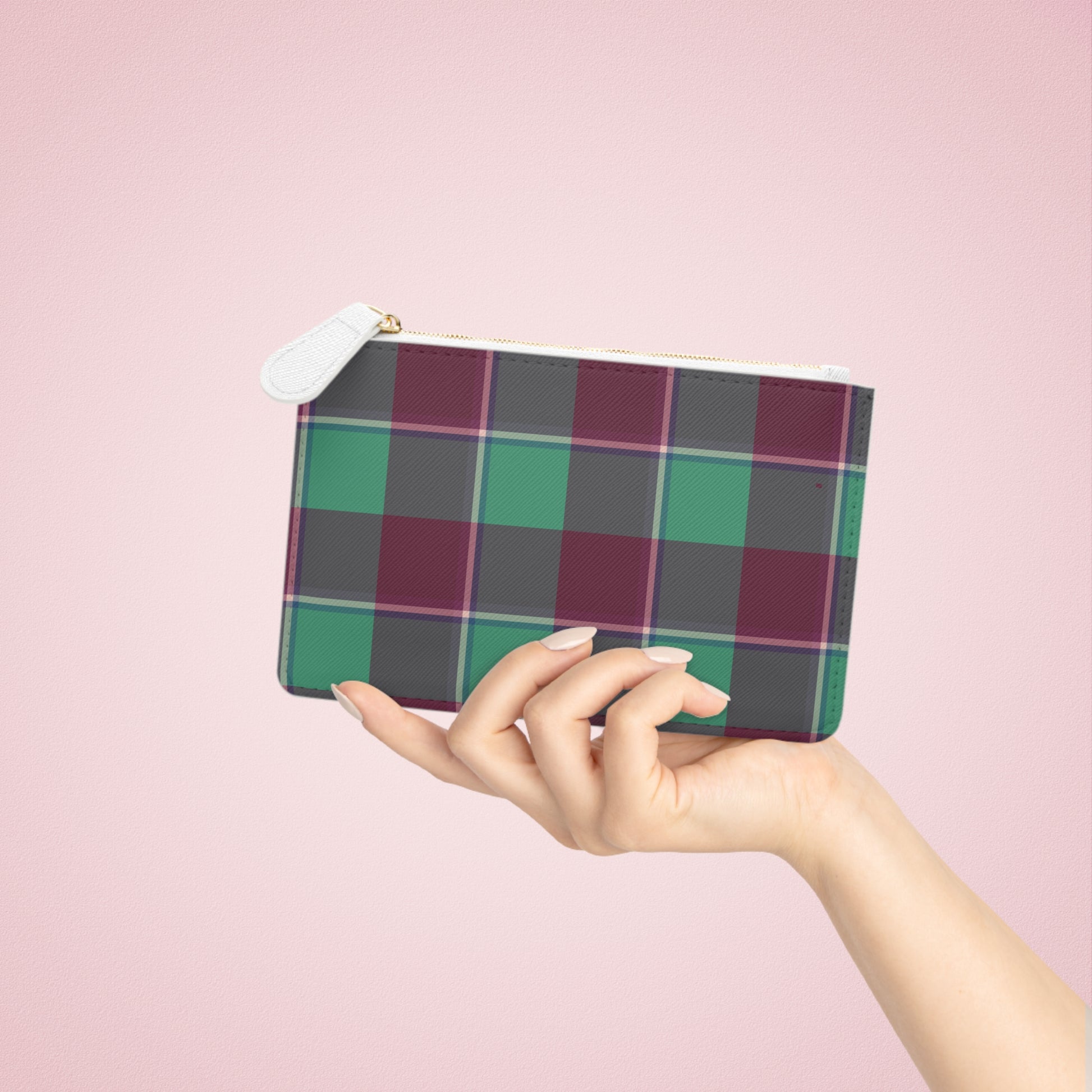 Personalized Plaid Mini Clutch Bag, Custom Zip Pouch, Stylish Accessory for Every Occasion, Gift for Her, Trendy Makeup Organizer - Celtic Scents