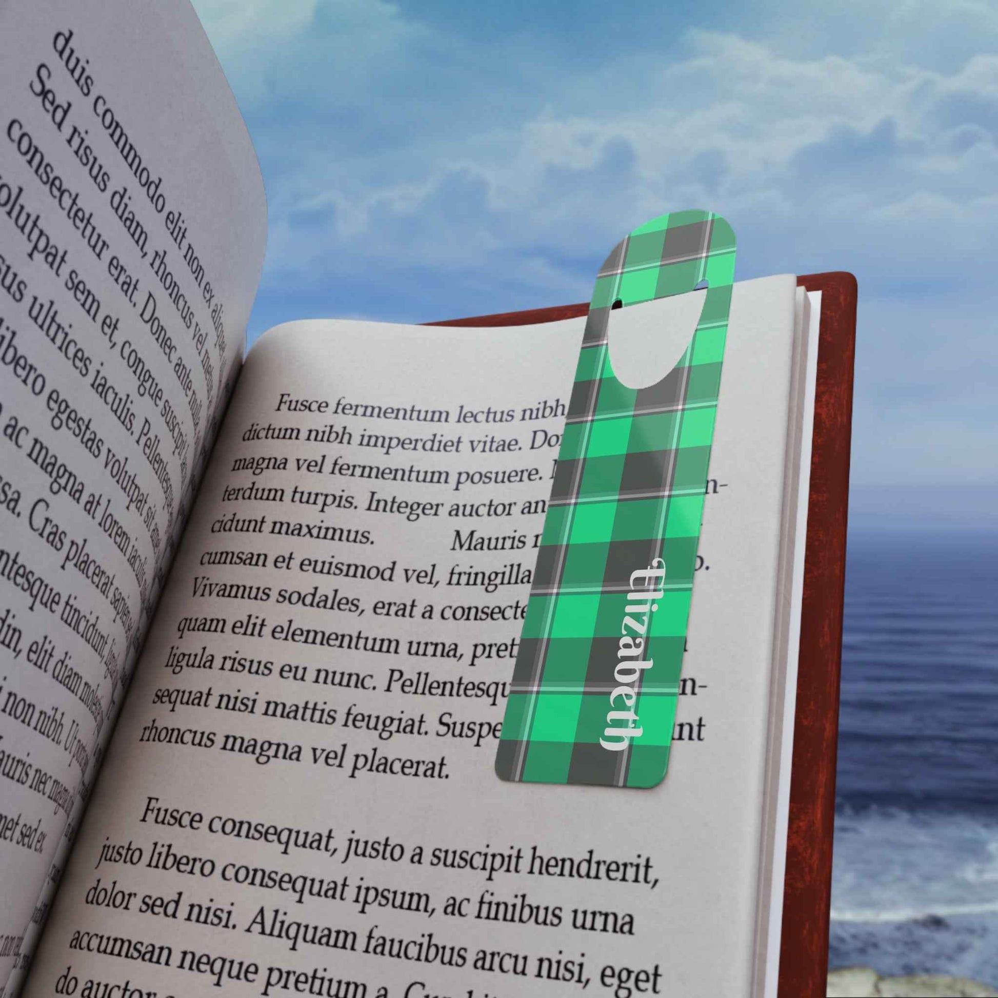 Personalized Plaid Bookmark, Custom Name Bookmark, Perfect Gift for Readers, Book Lover Accessories, Green Checkered Design
