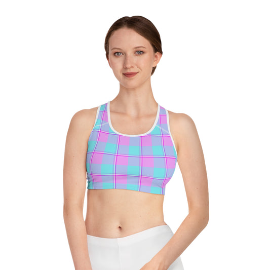 Trendy Plaid Sports Bra, Activewear, Fitness Top, Gym Wear, Yoga Bra, Workout Gear - Celtic Scents
