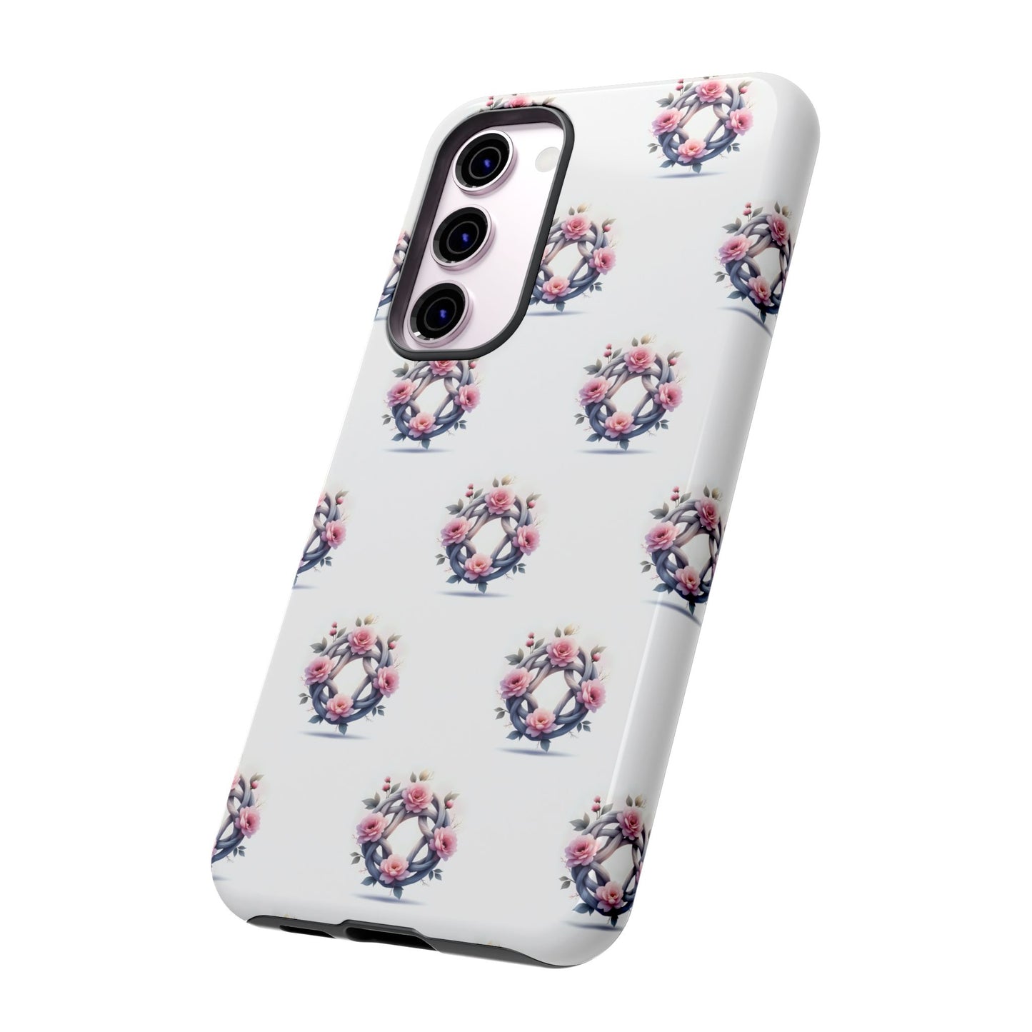 Floral Phone Case, Tough Cases for Women, Cute Celtic Knot Floral Design iPhone Cover, Gift for Her, Stylish Tech Accessories