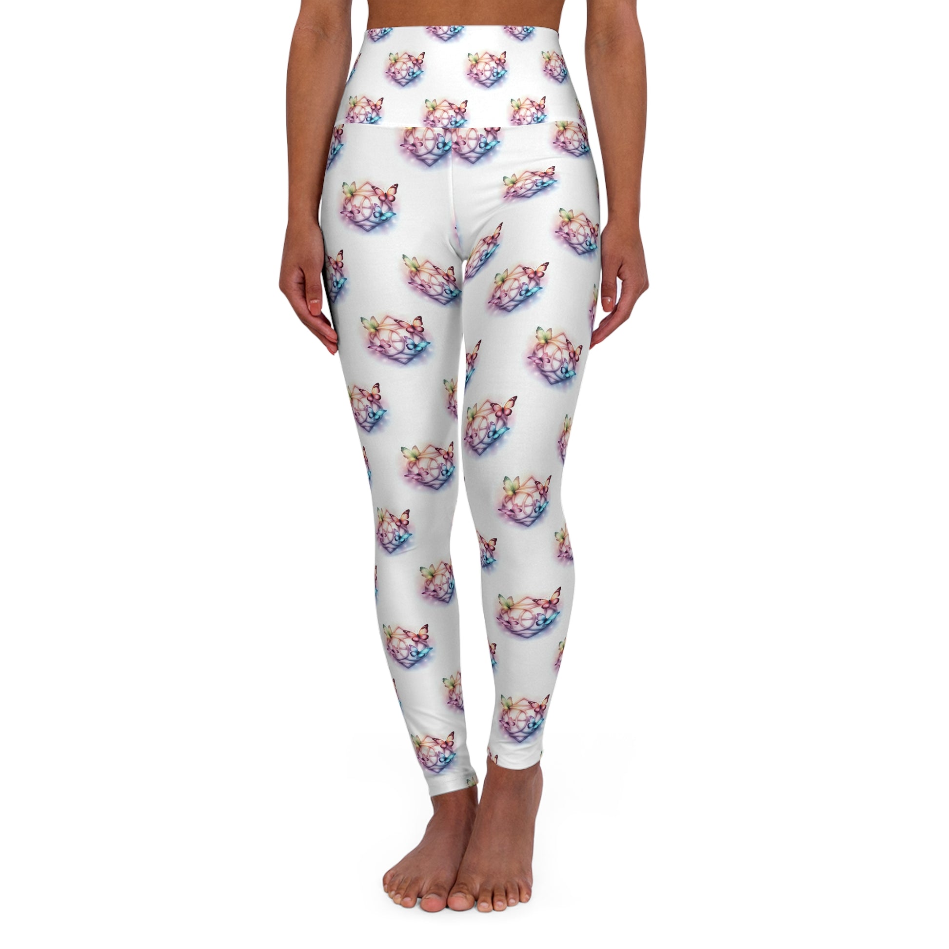 Colorful Butterflies High Waisted Yoga Leggings - Fun Activewear for Butterfly Lovers, Perfect for Yoga, Gym, Workouts, Gifts - Celtic Scents