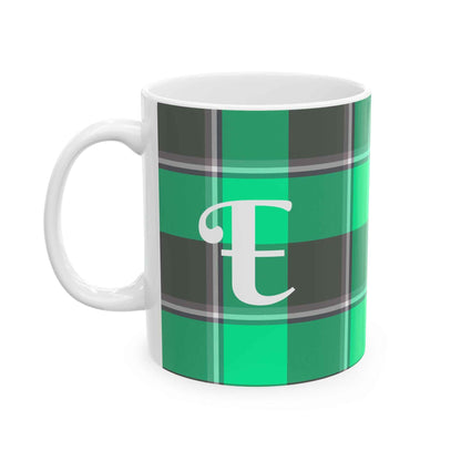 Personalized Plaid Ceramic Mug, Cozy Gift, Coffee Lover's Cup, Kitchen Decor, Holiday Drinkware