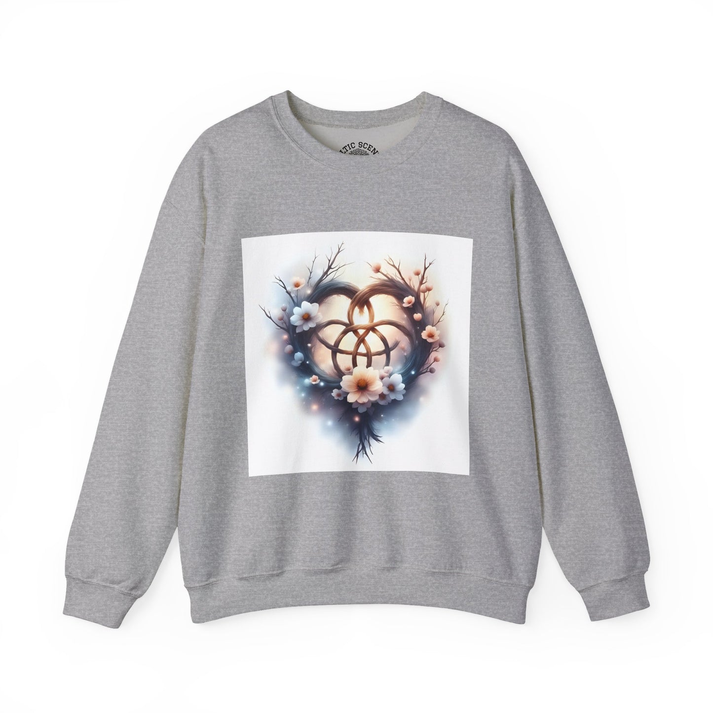 Floral Heart Crewneck Sweatshirt | Cozy Unisex Gift for Nature Lovers, Casual Wear, Spring Fashion, Eco-Friendly Style - Celtic Scents