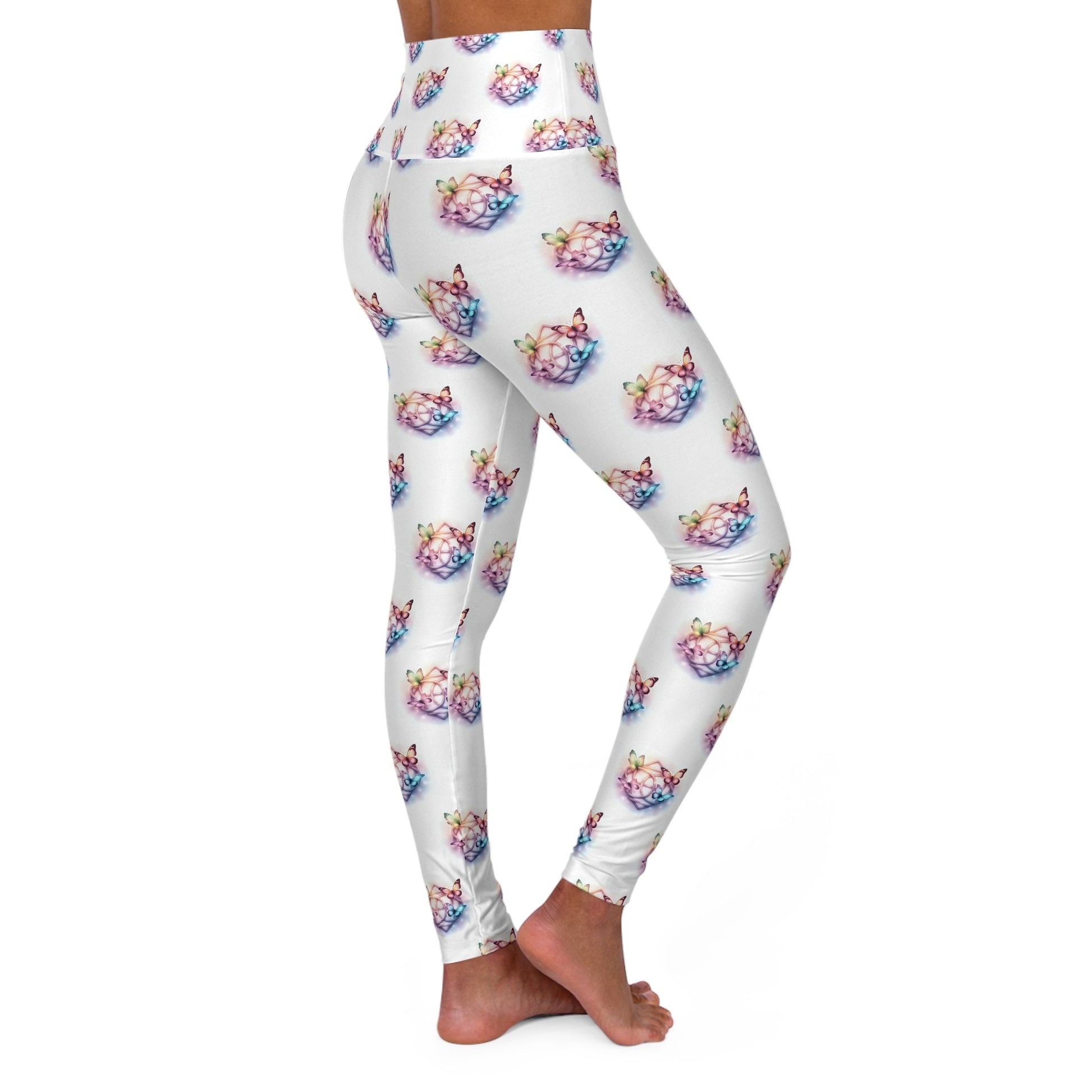 Colorful Butterflies High Waisted Yoga Leggings - Fun Activewear for Butterfly Lovers, Perfect for Yoga, Gym, Workouts, Gifts - Celtic Scents