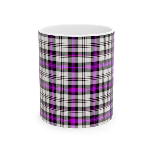 Purple Plaid Ceramic Mug, Cozy Drinkware, Gift for Her, Kitchen Decor, Fall Vibes, 11oz/15oz Options